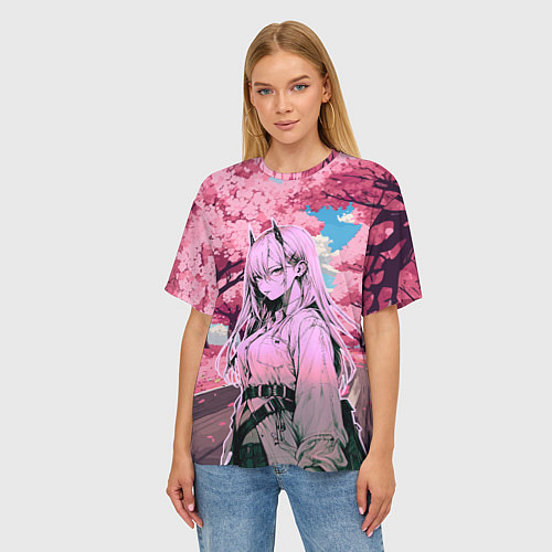 Женская футболка оверсайз Пауэр - Человек бензопила / 3D-принт – фото 3