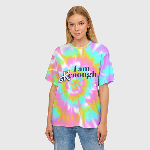 Женская футболка оверсайз I am Kenough - retro tie-dye / 3D-принт – фото 3