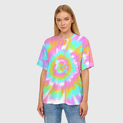 Футболка оверсайз женская Tie-Dye кислотный в стиле барби, цвет: 3D-принт — фото 2