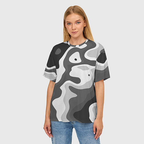 Женская футболка оверсайз Абстракция тёмно-серая / 3D-принт – фото 3