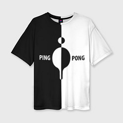 Женская футболка оверсайз Ping-Pong черно-белое