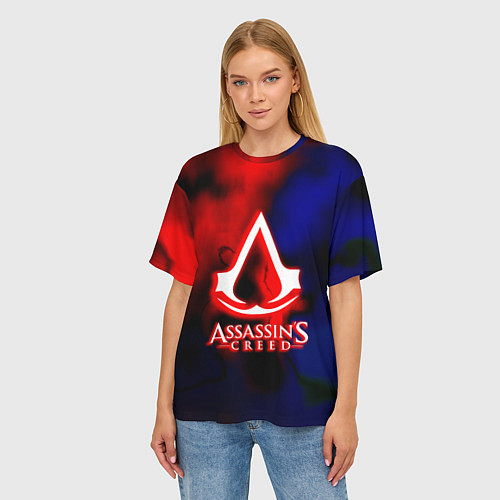 Женская футболка оверсайз Assassins Creed fire / 3D-принт – фото 3
