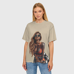 Футболка оверсайз женская Девушка с тату, цвет: 3D-принт — фото 2