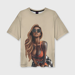 Футболка оверсайз женская Девушка с тату, цвет: 3D-принт