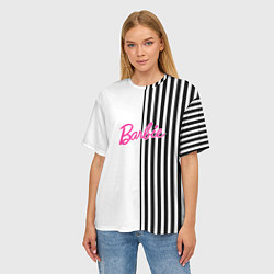 Футболка оверсайз женская Барби - белый и черные полосы, цвет: 3D-принт — фото 2