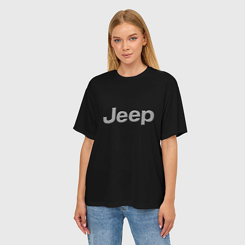 Женская футболка оверсайз Jeep silver / 3D-принт – фото 3