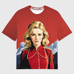 Футболка оверсайз женская Девушка в красной униформе, цвет: 3D-принт