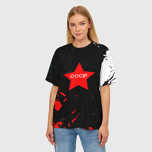 Женская футболка оверсайз Звезда символ СССР / 3D-принт – фото 3