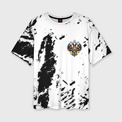 Женская футболка оверсайз Россия спорт краски герб