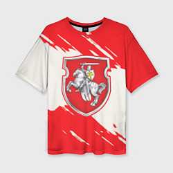 Футболка оверсайз женская Belarus герб краски, цвет: 3D-принт