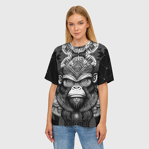 Женская футболка оверсайз Кинг Конг король обезьян на фоне созвездия / 3D-принт – фото 3