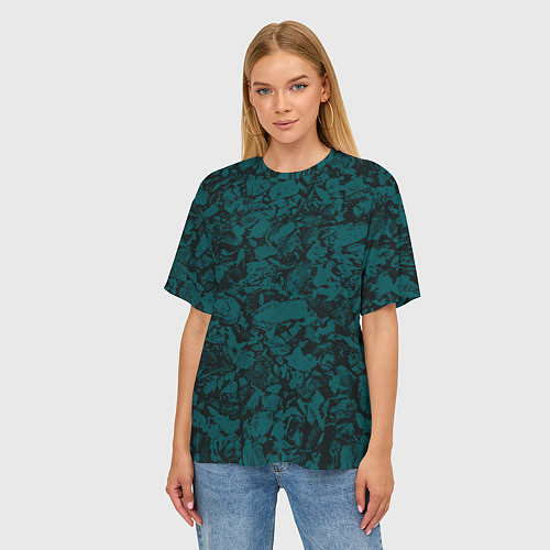 Женская футболка оверсайз Текстура каменная тёмно-зелёный / 3D-принт – фото 3