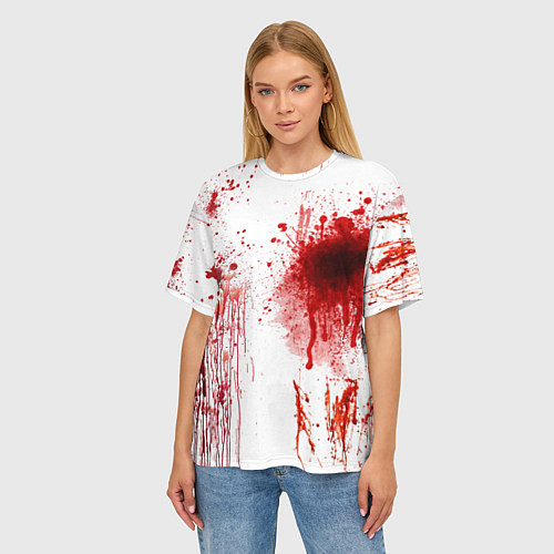 Женская футболка оверсайз Брызги крови / 3D-принт – фото 3