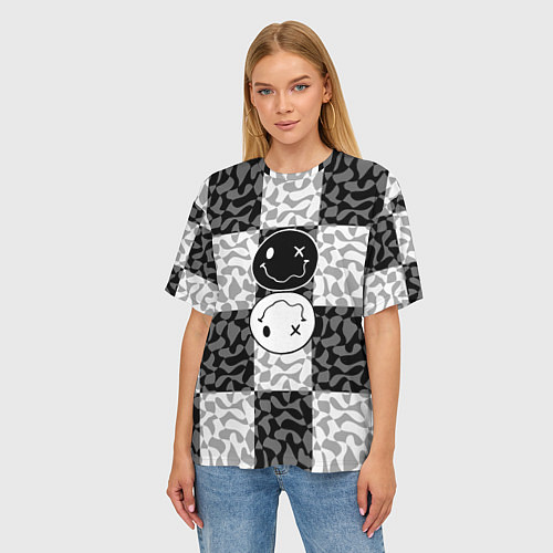 Женская футболка оверсайз Smile chaos / 3D-принт – фото 3
