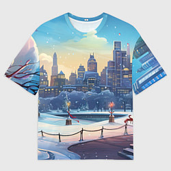 Женская футболка оверсайз Зимний большой город