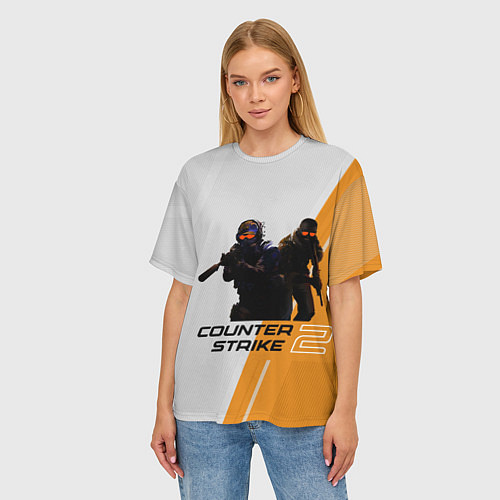 Женская футболка оверсайз Counter-strike 2 - new era / 3D-принт – фото 3