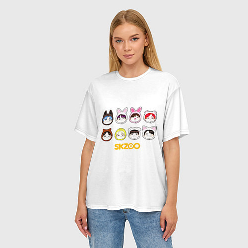 Женская футболка оверсайз Skzoo все вместе / 3D-принт – фото 3
