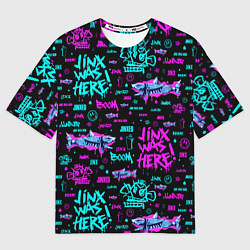 Футболка оверсайз женская Jinx Arcane pattern neon, цвет: 3D-принт
