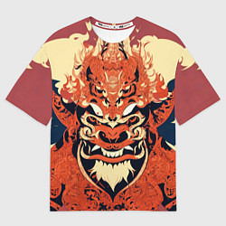 Футболка оверсайз женская Баронг индонезийские узоры, цвет: 3D-принт