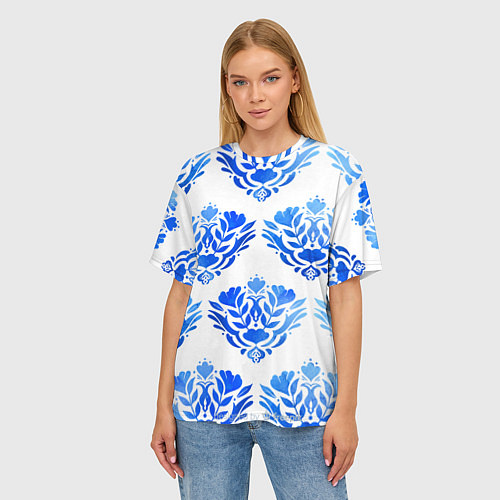 Женская футболка оверсайз Floral pattern - watercolor / 3D-принт – фото 3
