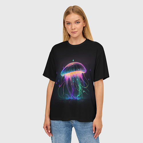 Женская футболка оверсайз Свет медузы / 3D-принт – фото 3