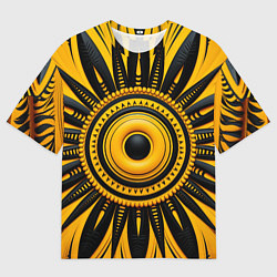 Футболка оверсайз женская Желто-черный узор в африканском стиле, цвет: 3D-принт