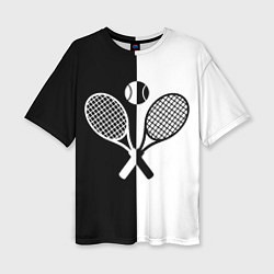 Футболка оверсайз женская Теннис - чёрно белое, цвет: 3D-принт