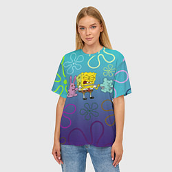 Футболка оверсайз женская Spongebob workout, цвет: 3D-принт — фото 2
