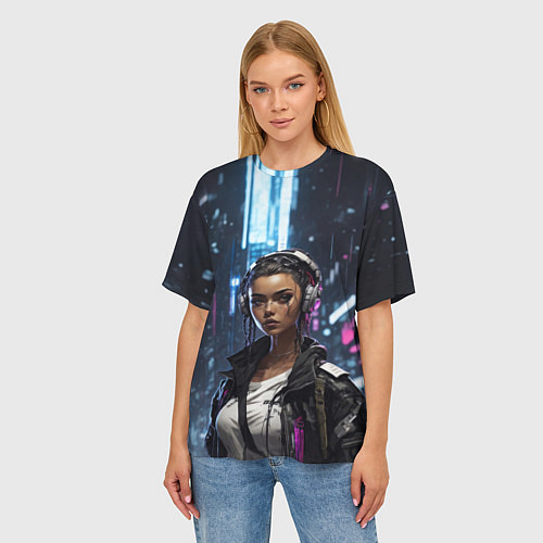 Женская футболка оверсайз Смуглая девушка / 3D-принт – фото 3