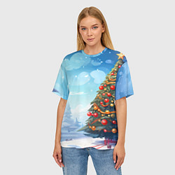 Футболка оверсайз женская Большая новогодняя елка, цвет: 3D-принт — фото 2