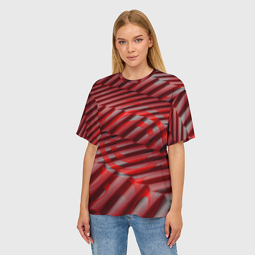 Женская футболка оверсайз Горящие плитки / 3D-принт – фото 3