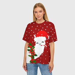 Футболка оверсайз женская Лама - альпака с леденцом, цвет: 3D-принт — фото 2