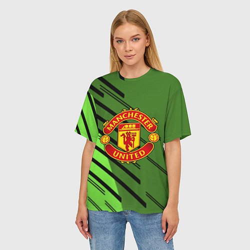 Женская футболка оверсайз ФК Манчестер Юнайтед спорт / 3D-принт – фото 3