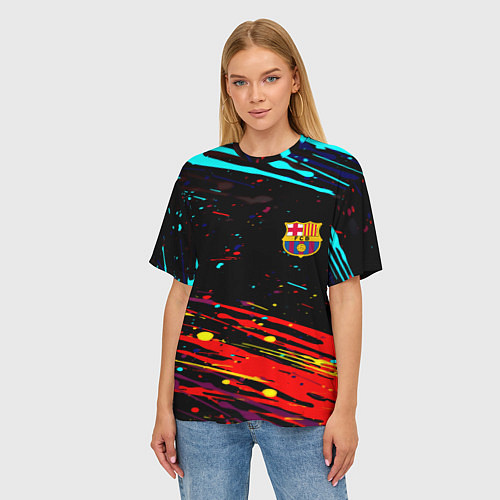 Женская футболка оверсайз Barcelona краски / 3D-принт – фото 3