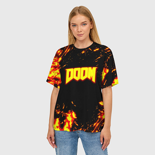 Женская футболка оверсайз Doom огненный марс / 3D-принт – фото 3