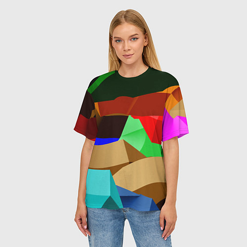 Женская футболка оверсайз Пластиковые чешуйки / 3D-принт – фото 3