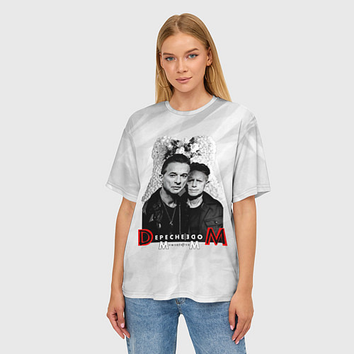 Женская футболка оверсайз Depeche Mode - Dave Gahan and Martin Gore с венком / 3D-принт – фото 3