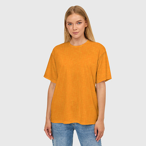 Женская футболка оверсайз Жёлто-оранжевый текстура однотонный / 3D-принт – фото 3