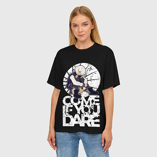 Женская футболка оверсайз If you dare anime girl / 3D-принт – фото 3