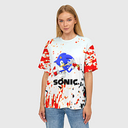 Футболка оверсайз женская Sonic краски абстрактные, цвет: 3D-принт — фото 2