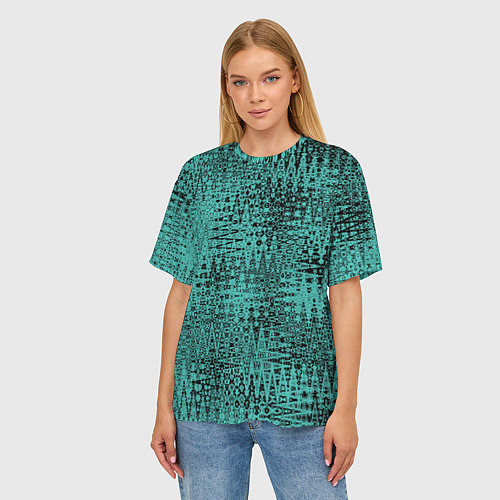 Женская футболка оверсайз Абстракция сине-зелёный / 3D-принт – фото 3