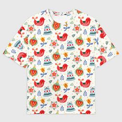 Женская футболка оверсайз Рождественские узоры