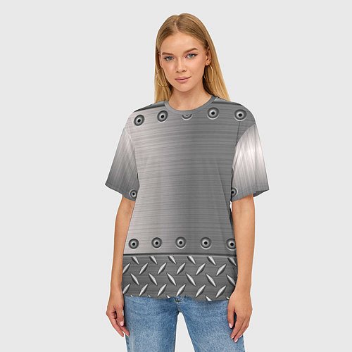 Женская футболка оверсайз Стальные листы / 3D-принт – фото 3