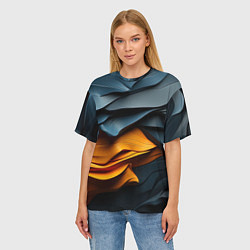 Футболка оверсайз женская Темная текстура с желтой вставкой, цвет: 3D-принт — фото 2