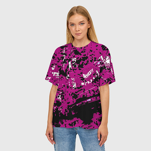 Женская футболка оверсайз Фиолетовая иллюстрация / 3D-принт – фото 3