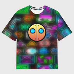Футболка оверсайз женская Geometry dash stiker, цвет: 3D-принт