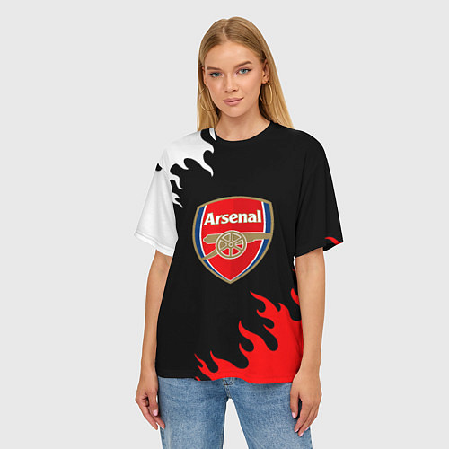 Женская футболка оверсайз Arsenal fc flame / 3D-принт – фото 3