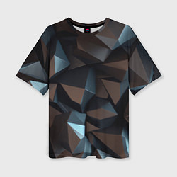 Женская футболка оверсайз Черная геометрическая абстракция - объемные грани