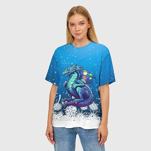 Женская футболка оверсайз Дракон магический 2024 / 3D-принт – фото 3