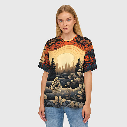Женская футболка оверсайз Волшебные орнаменты / 3D-принт – фото 3